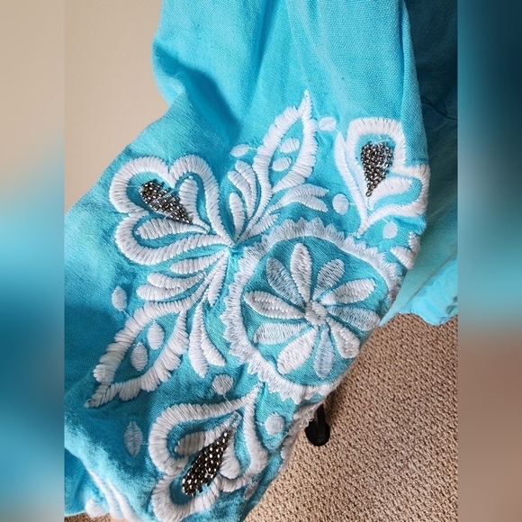 Soft Surroundings Embroidered Blue Tunic Women's Size L. - Picture 2 of 7